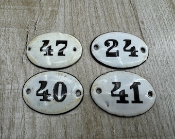 Numbers row Enameled Number Antique Hotel Door Oval Metal Enamel door sign number #100 rectangular Mini number Small number 1 2 3 4 5 6 7