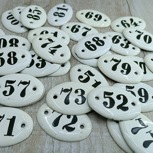Numbers row Enameled Number Antique Hotel Door Oval Metal Enamel door sign number #100 rectangular Mini number Small number 1 2 3 4 5 6 7