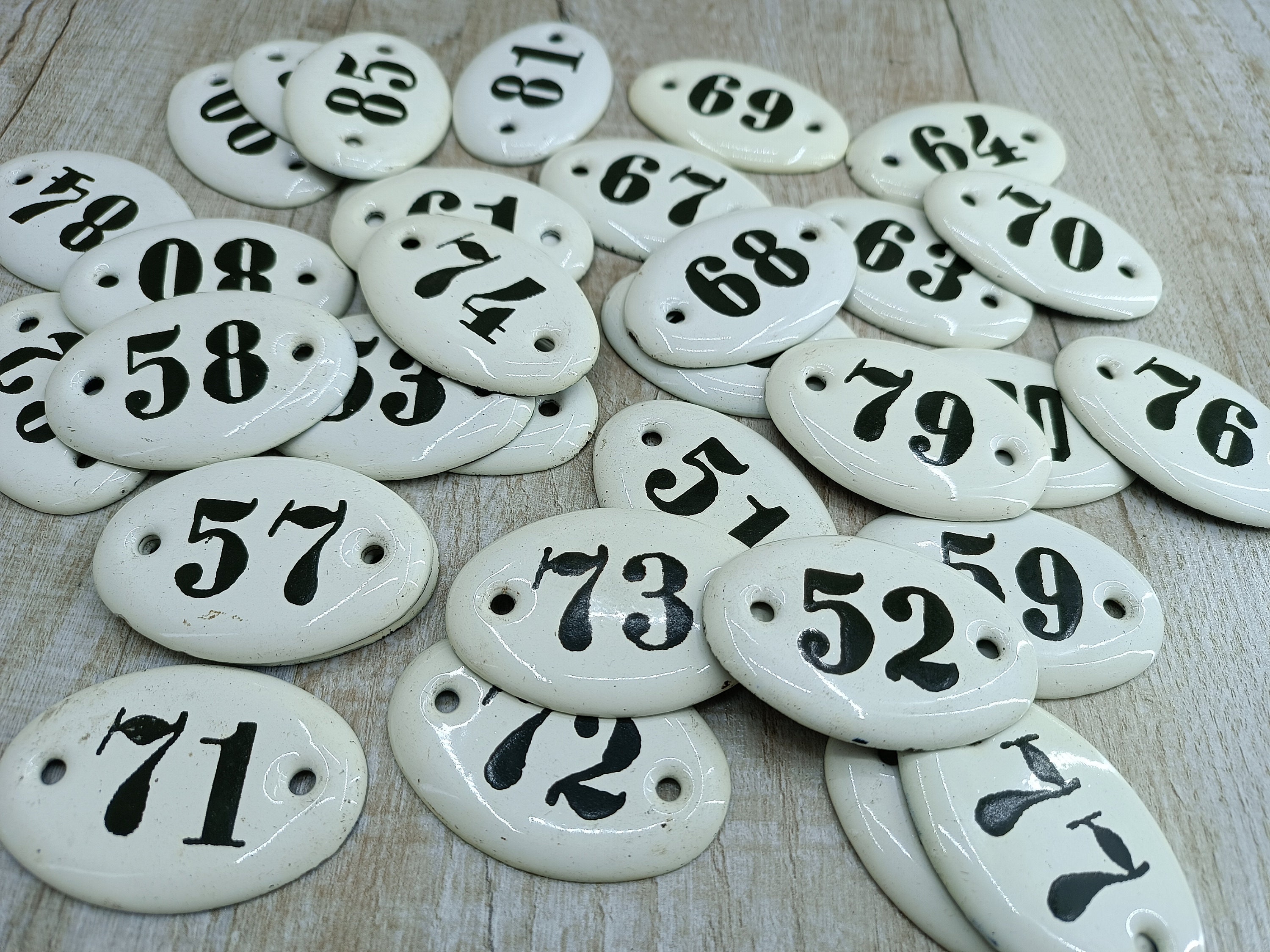 Numbers row Enameled Number Antique Hotel Door Oval Metal Enamel door sign number #100 rectangular Mini number Small number 1 2 3 4 5 6 7