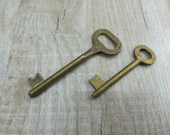 2 chiavi scheletriche in ottone vintage: set di chiavi per case francesi