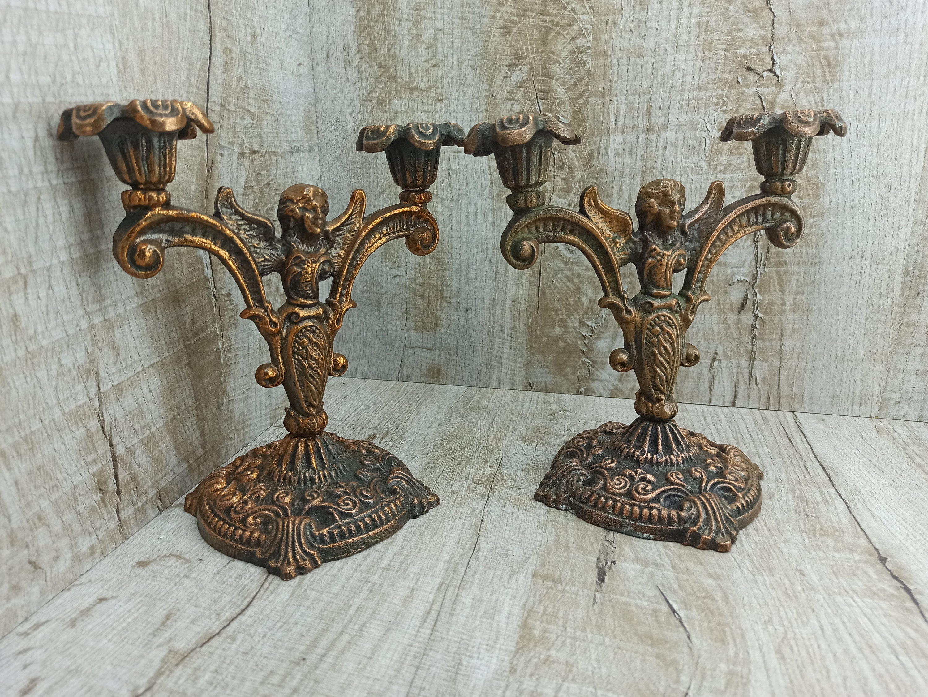 Candlestick Double Vintage Metal Candle Holder Forged Candle Stand Iron  Stand Flower Bronze Medieval Candlestick Copper Ancient Mosaic Decor 