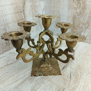 Vintage candlestick chandelier Metal candle holder candelabrum Ritual Stand five candles bronze Candlestick  menorah symbol Brass antique