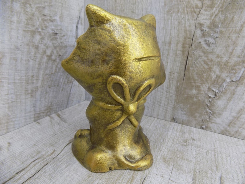 Metal Cat Statue Small Table Cat Golden Cat Figurine Bronze Etsy