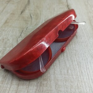 Vintage eyeglasses case xylonite Red hard plastic glasses celluloid case eyeglass holder Red holder antique sunglasses box granny glasses