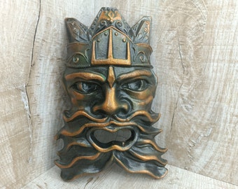 Vintage Neptune metal Wall Decor: Greek God Poseidon Sculpture