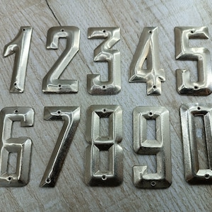 Numbers row Solid silver Number Antique Hotel Door Oval glossy Metal Enamel sign number rectangular Mini number Small 1 2 3 4 5 6 7 8 9 0