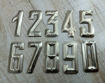 Numbers row Solid silver Number Antique Hotel Door Oval glossy Metal Enamel sign number rectangular Mini number Small 1 2 3 4 5 6 7 8 9 0