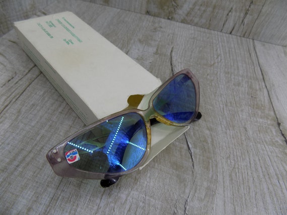 Vintage sunglasses Soviet Collectible glasses Cat… - image 9