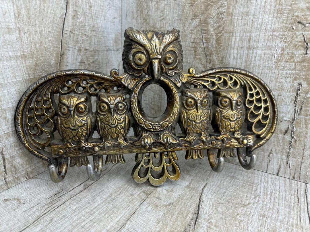 Vintage Owl Metal Coat Hooks: Rustic Copper Folding Rack - Etsy