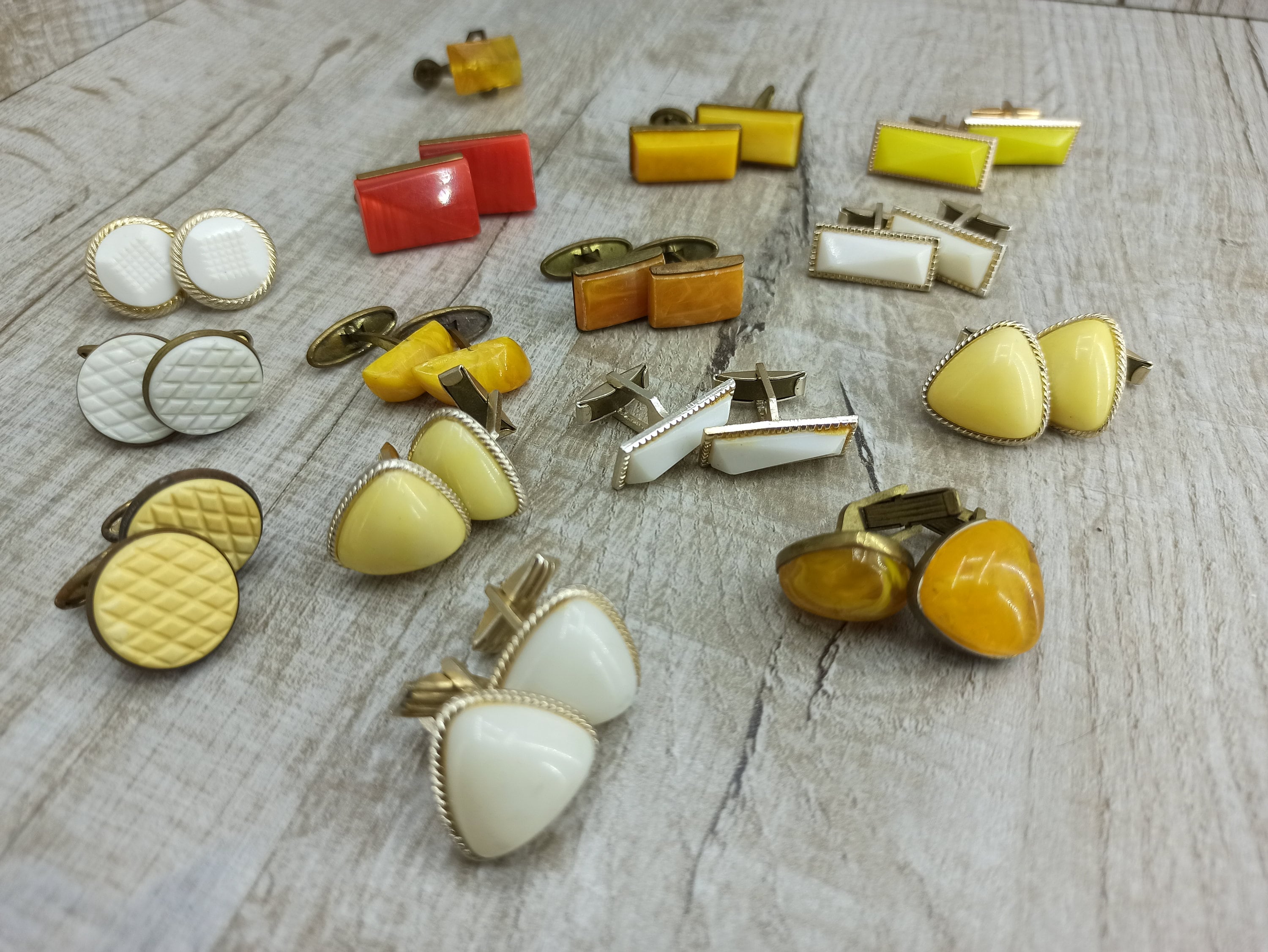 Vintage cufflinks Collection 14 pairs Round antique cufflink Custom Wedding Groom Groomsmen handmade personal engraved best men gold photo