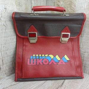cartable vintage Sac d’école rouge Bourgogne Sac à dos antique Étudiant unique unisexe sac à dos fournitures scolaires de collection rétro sac bleu soviétique