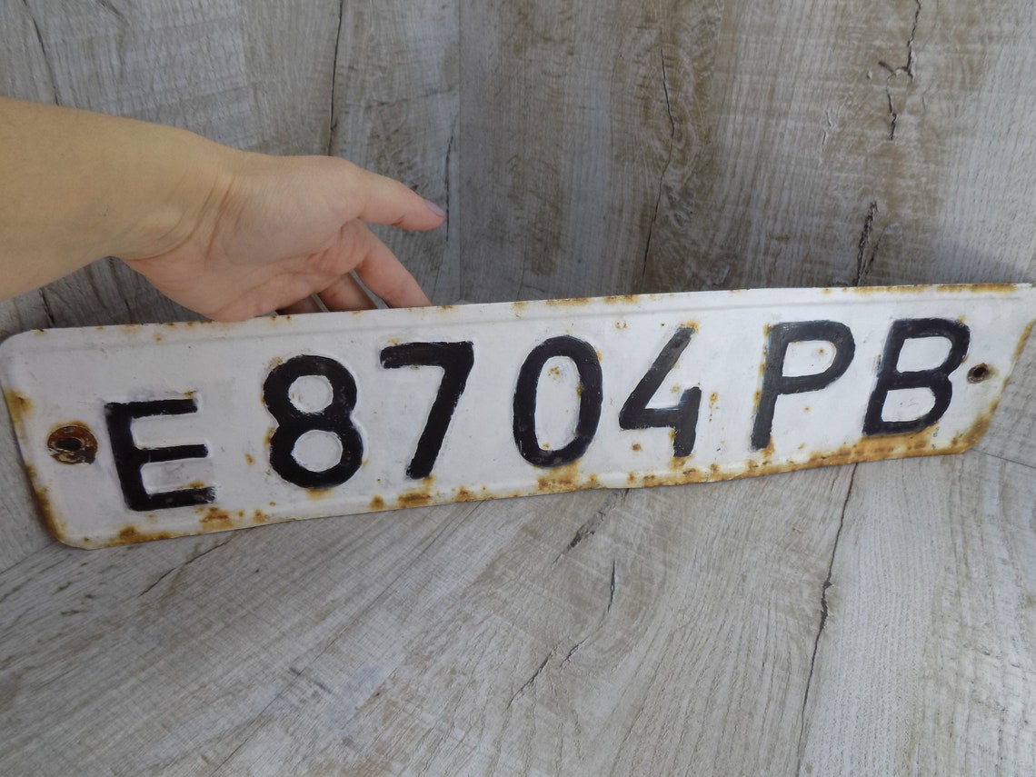 8704 8574 8346 Vintage car number sign registration plate Car Etsy