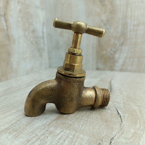 Vintage Water Faucet Soviet Brass Water Tap Old Water Valve Golden bath decor Bathroom accessory Hygiene means Sanitary engineering image 1