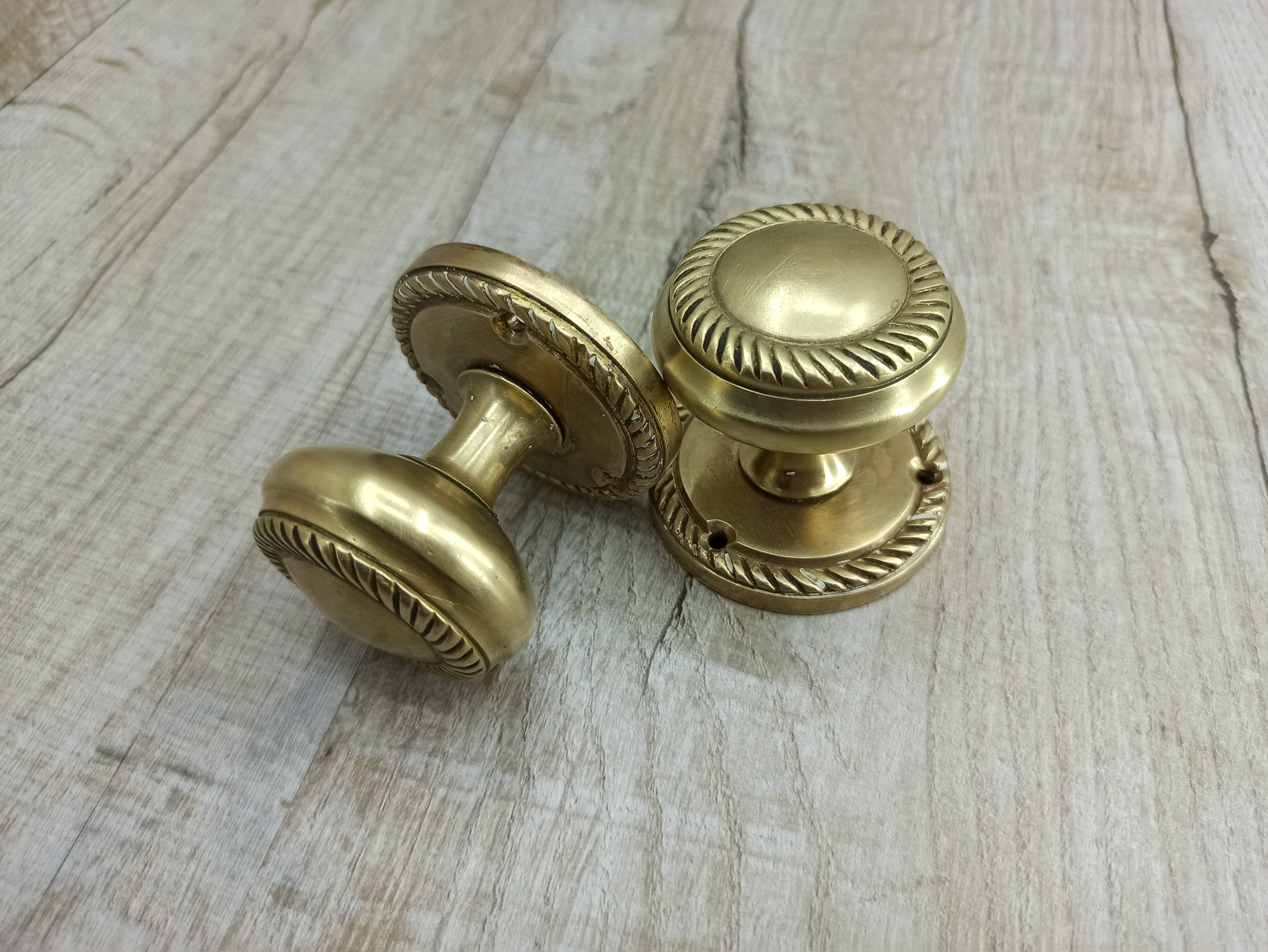 Vintage 2 bronze door knob Old gold door knobs Vintage door Etsy