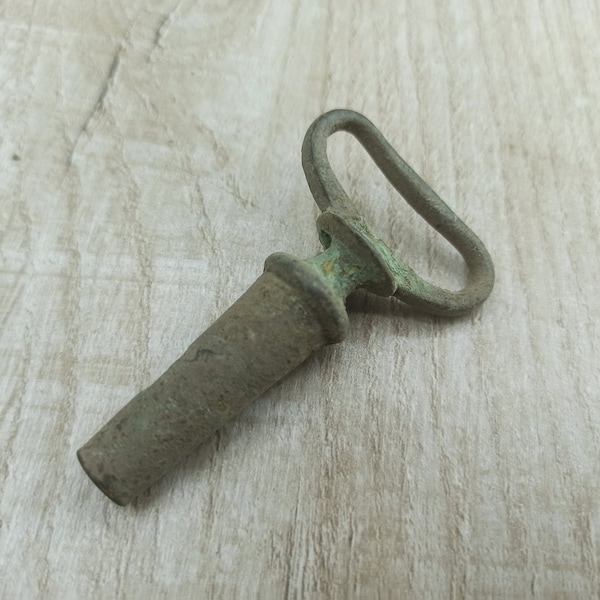 Key for samovar small part of Samovar tap Antique small bronze spigot key Brass old key Unique antique key Secret room key Decorative round