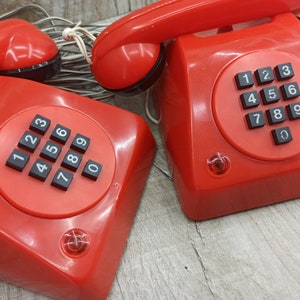 Red Rotary Phone Vintage Telephone Set Old Desk Telephone Disc Phone ...