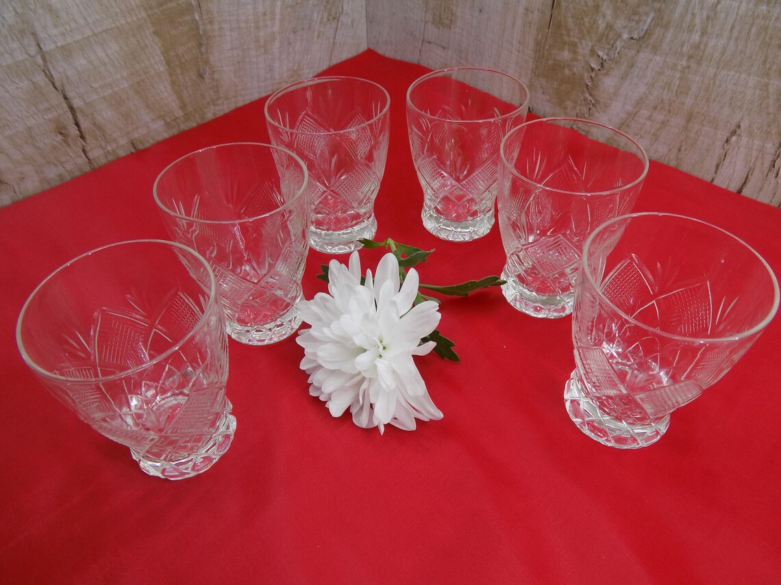 Vintage Crystal Drinking Glass Set 6 Pcs Soviet Glasses Kiev Etsy