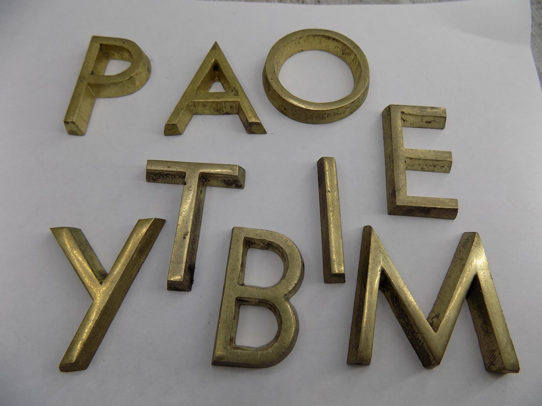 Vintage Bronze Letter: Large Initial Sign, Antique Brass Number - Etsy