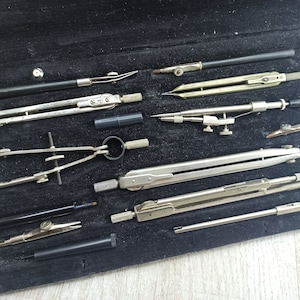 Vintage Architect Set Drawing Set Professional Drafting tools Engineer Drawing Instruments Drafting Set marking tools Design pens dividers