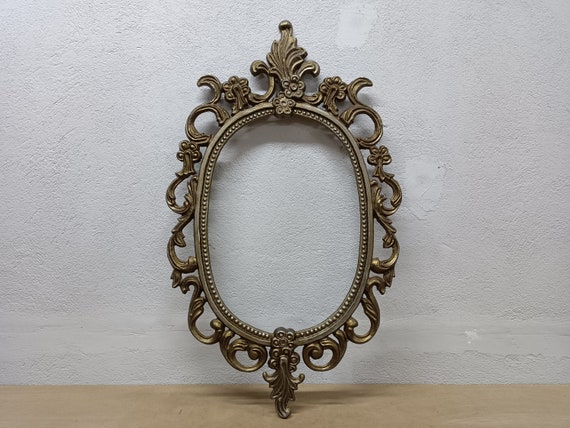 Petit Cadre Photo Ovale Antique De 6,3 X 8,9 Cm, Mini Cadre Photo Vintage Orné, Dessus De Table Et Décoration Murale, Décoration D'intérieur, Galerie Photo à L'ancienne, Art Déco, Bronze, Or Et
