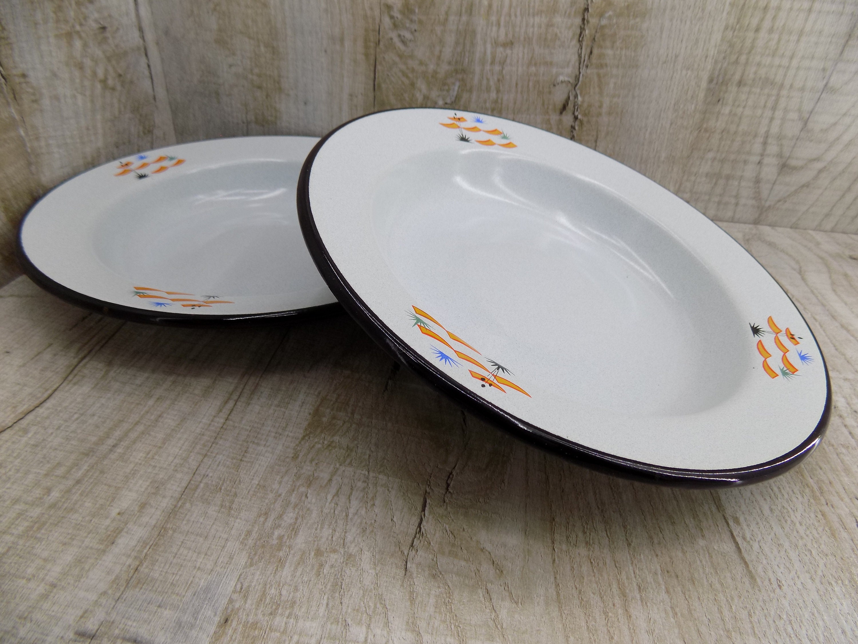 70s enamel plate Vintage soviet enamel bowl Baskets & Bowls Home Décor