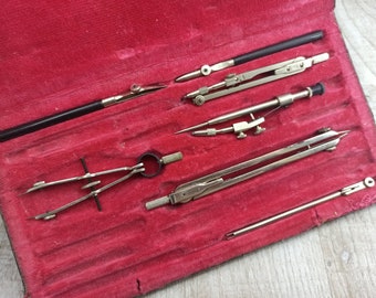 Vintage Architect Set Drawing Set Professional Drafting tools Engineer Drawing Instruments Drafting Set marking tools Design pens dividers