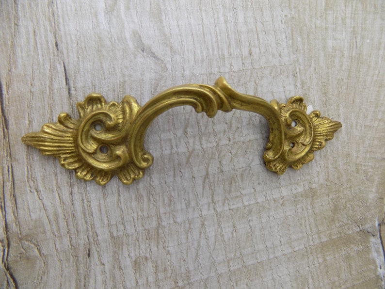 Vintage Golden Handles Large Metal Drawer Pulls Bronze Etsy