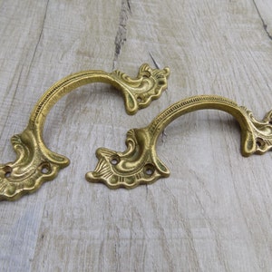 Antique Bronze Drawer Pulls: Vintage French Cabinet Handles (5.5 in Pair)