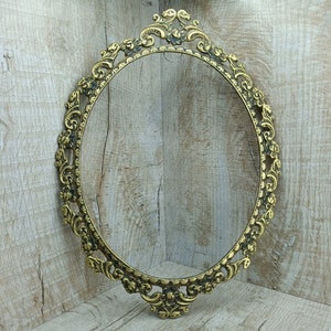 Antique photo frame oval medium frame mirror Victorian Ornate Cast Metal Frame Vintage Picture Frame Bronze giant frame Art deco 50s