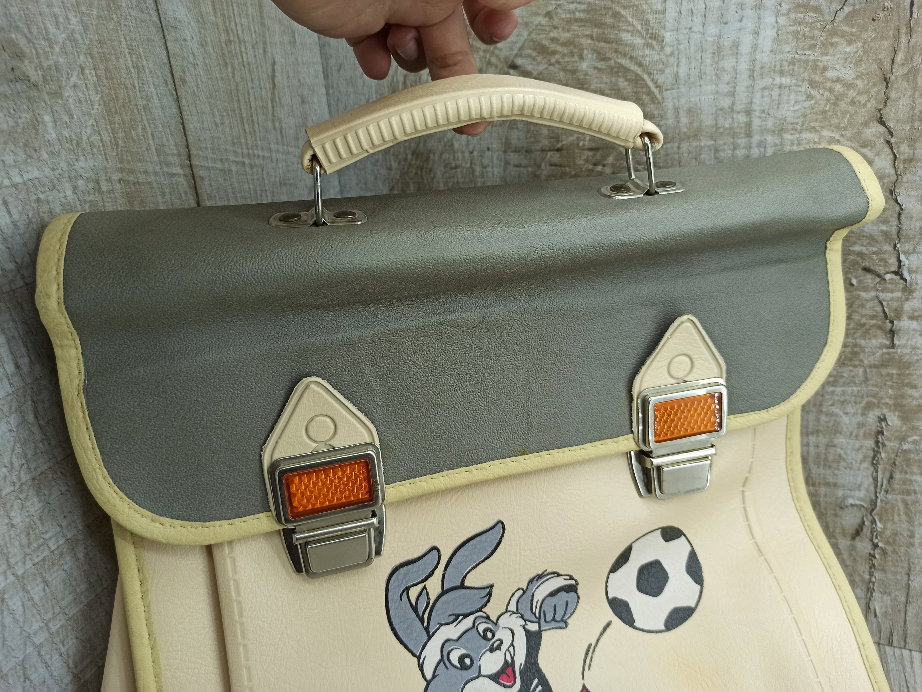 Vintage Schoolbag Gray School Bag Beige Antique Backpack Etsy UK