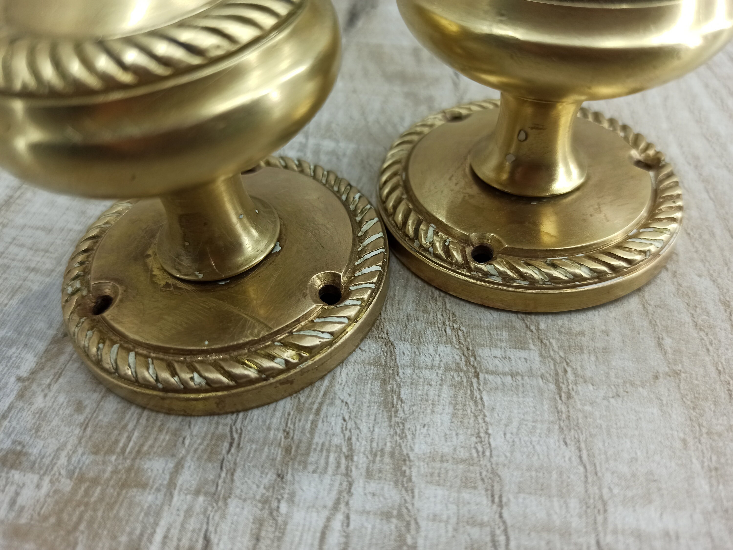 Vintage 2 bronze door knob Old gold door knobs Vintage door Etsy