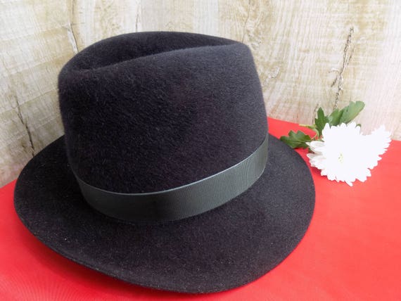 Vintage hat Unique Soviet vintage black fur felt … - image 6