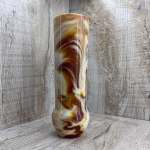 Vintage Lucite Vase: Amber Swirl Plastic, 1960s Decor