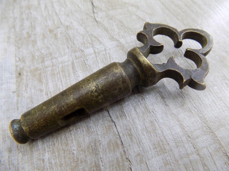 Antique samovar key Large Russian bronze samovar Brass figured Valve Number key with hallmark Collection gold key Old Part of a samovar tap