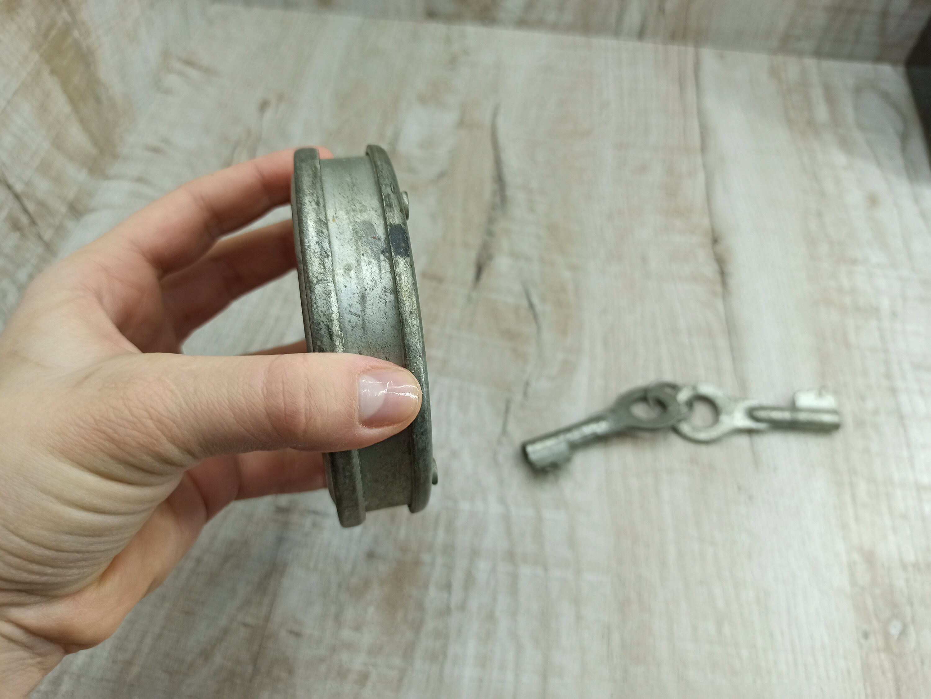 Giant Round Padlock Gray Antique Lock Big Padlock Rustic Lock Unusual ...