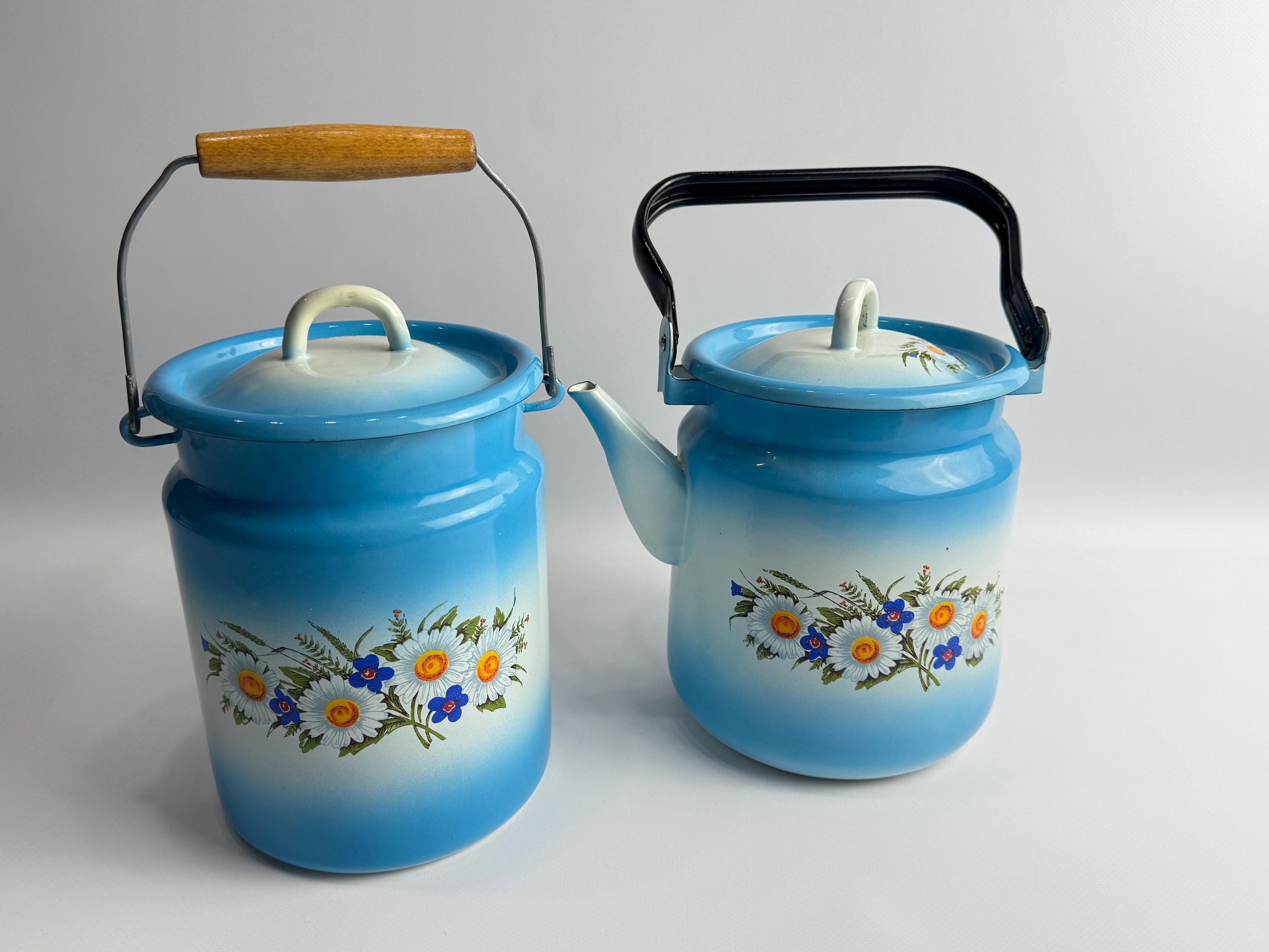 Blue Enamel Milk Can - Etsy Blue Enamel Milk Can - Etsy
