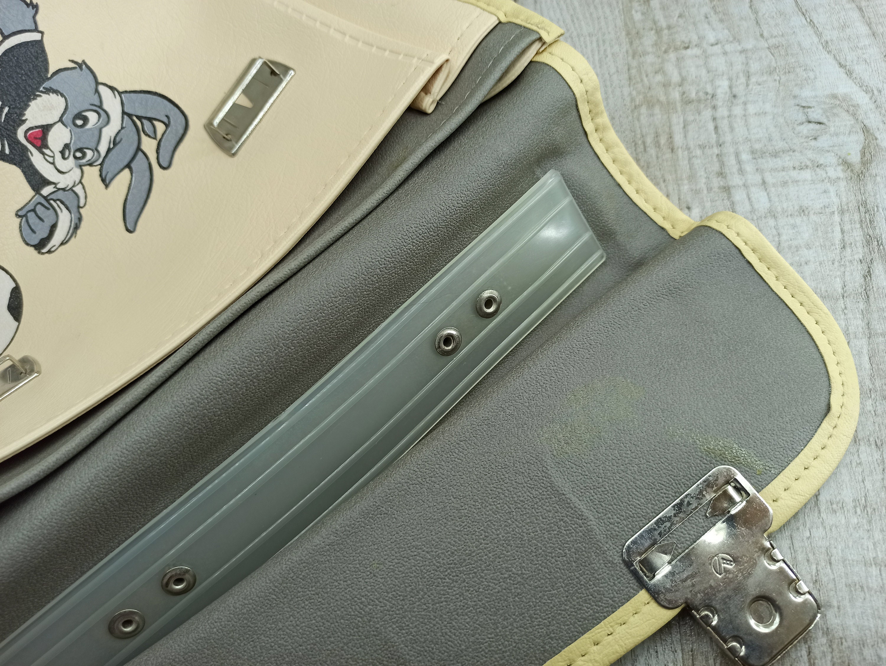Vintage Schoolbag Gray School Bag Beige Antique Backpack Unique 