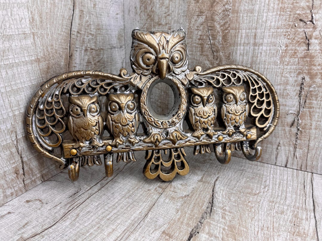 Vintage Owl Coat Hooks: Rustic Copper Metal Folding Rack - Etsy