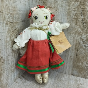 Vintage folk doll Designer collectible doll Ukraine Unique doll handmade National costume Wreath Vyshyvanka beautiful girl doll Gift doll