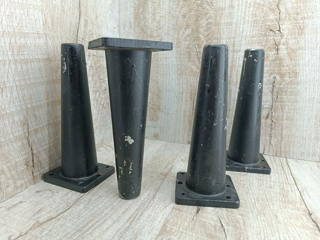 4 Tapered Black Table Legs Metal Durable Vintage Furniture Legs Bedside