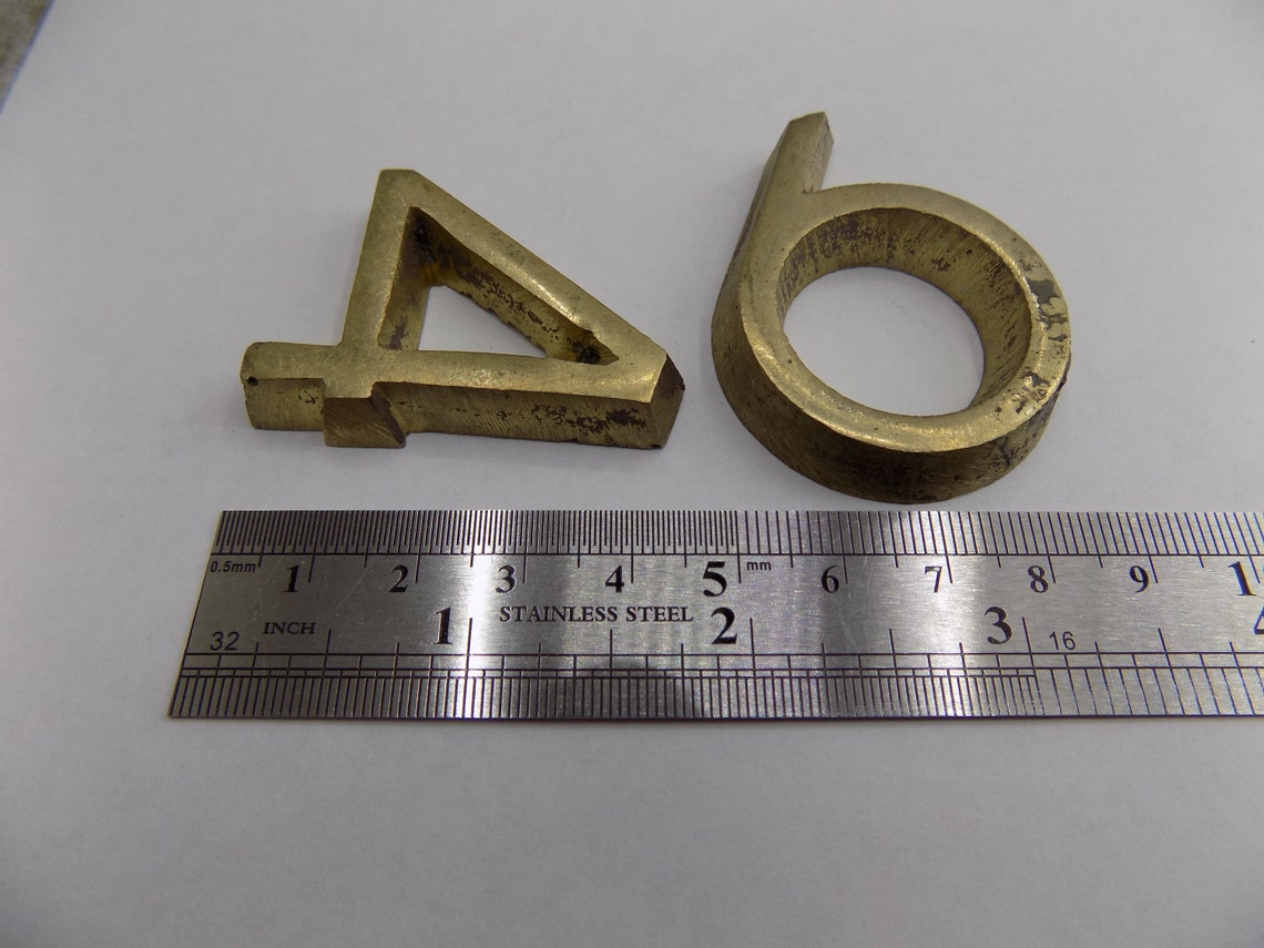 Bronze Numbers 4 6 3 9 Golden Initial Letter Pendant Brass Etsy
