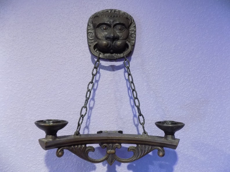 Large Wall Candlesticks Double Medieval Scary Decor Candle Etsy