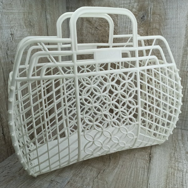 Vintage home bag Plastic basket Bag for fish Made in ussr Avoska Picnic basket reusable shopping 1960s Kid's Toy Cat Carrier bag Farmhouse