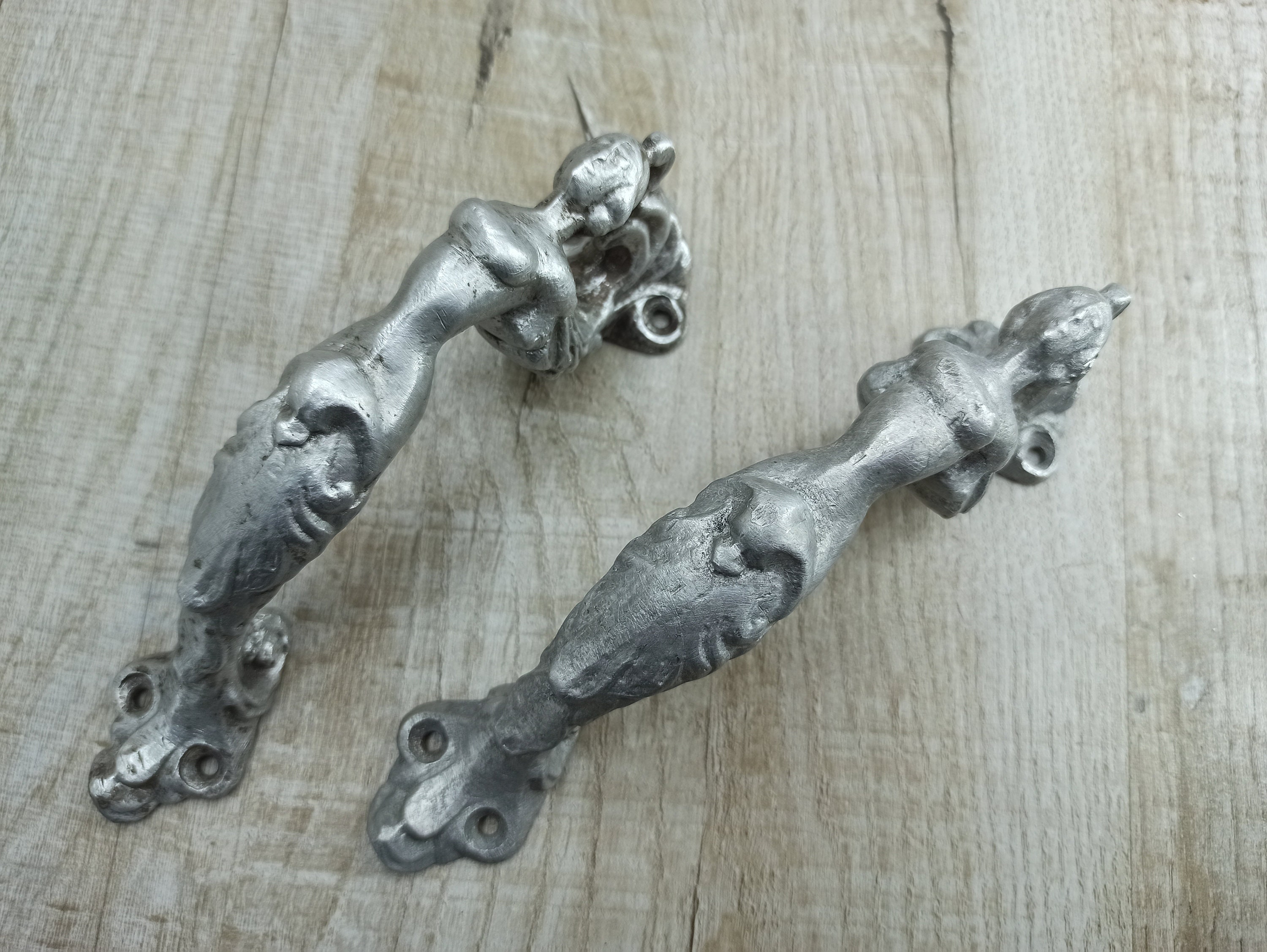 Vintage Door Handles Large Metal Girl Door Handles Sexy Lady Etsy