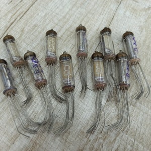 Lot of 10 oktal vacuum tubes Radio lamps Steampunk projects Vacuum tubes radio valves TV lamps Small Glass lamps crafts ideas Old lamp parts
