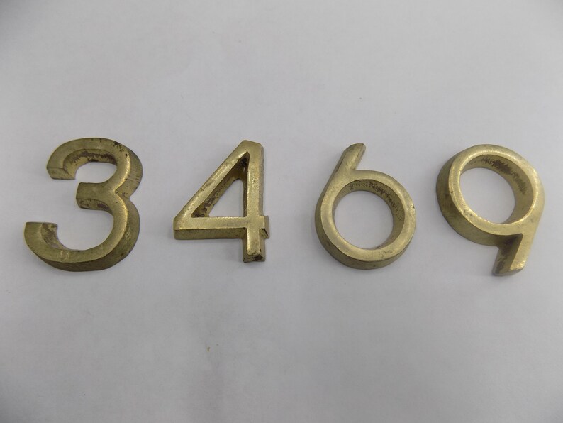 Bronze Numbers 4 6 3 9 Golden Initial Letter Pendant Brass Etsy