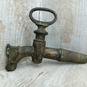 Bronze giant wine barrel faucet Large Vintage Water Faucet Brass Bronze Water Tap Old Water Valve Golden bath decor Unusual old faucet Brass