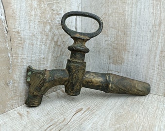 Large Vintage Bronze Water Faucet: Golden Bath Decor