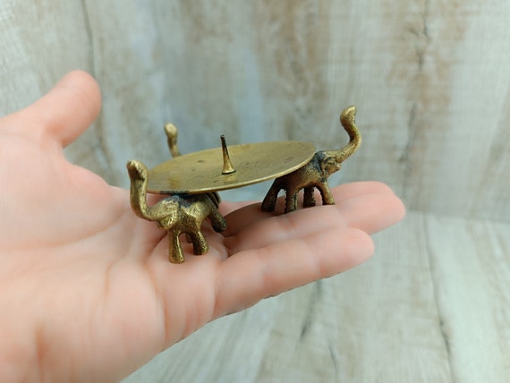 象のヴィンテージキャンドルスティックトリプルメタルキャンドル