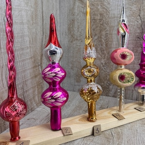 Adorno para la punta del árbol vintage, adorno para la punta del árbol de Navidad, adorno de cristal rosa para el árbol, URSS 1970 Adorno para la punta del árbol rosa rojo, regalo soviético de cristal